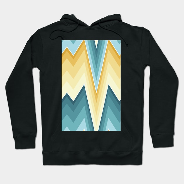Bargello flame stitch prongs yellow and teal Hoodie by colorofmagic